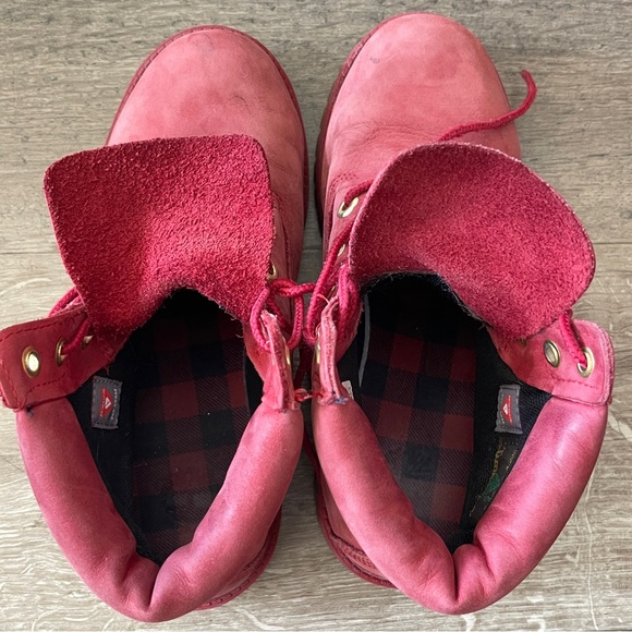 Red Timberland Rebolt Suede Leather Boots Size 4 - Picture 4 of 8